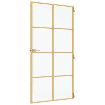 Porta Interni Sottile Oro 102,5x201,5 Vetro Temperato Alluminio - homemem39