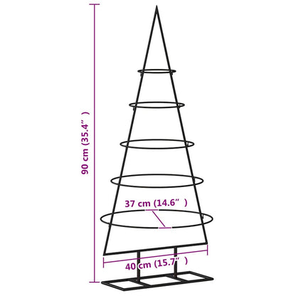 Albero di Natale Decorativo in Metallo Nero 90 cm