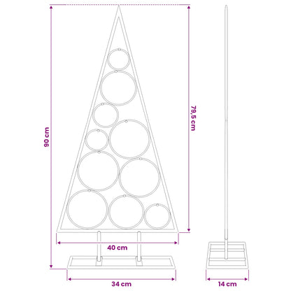 Albero di Natale Decorativo in Metallo Nero 90 cm