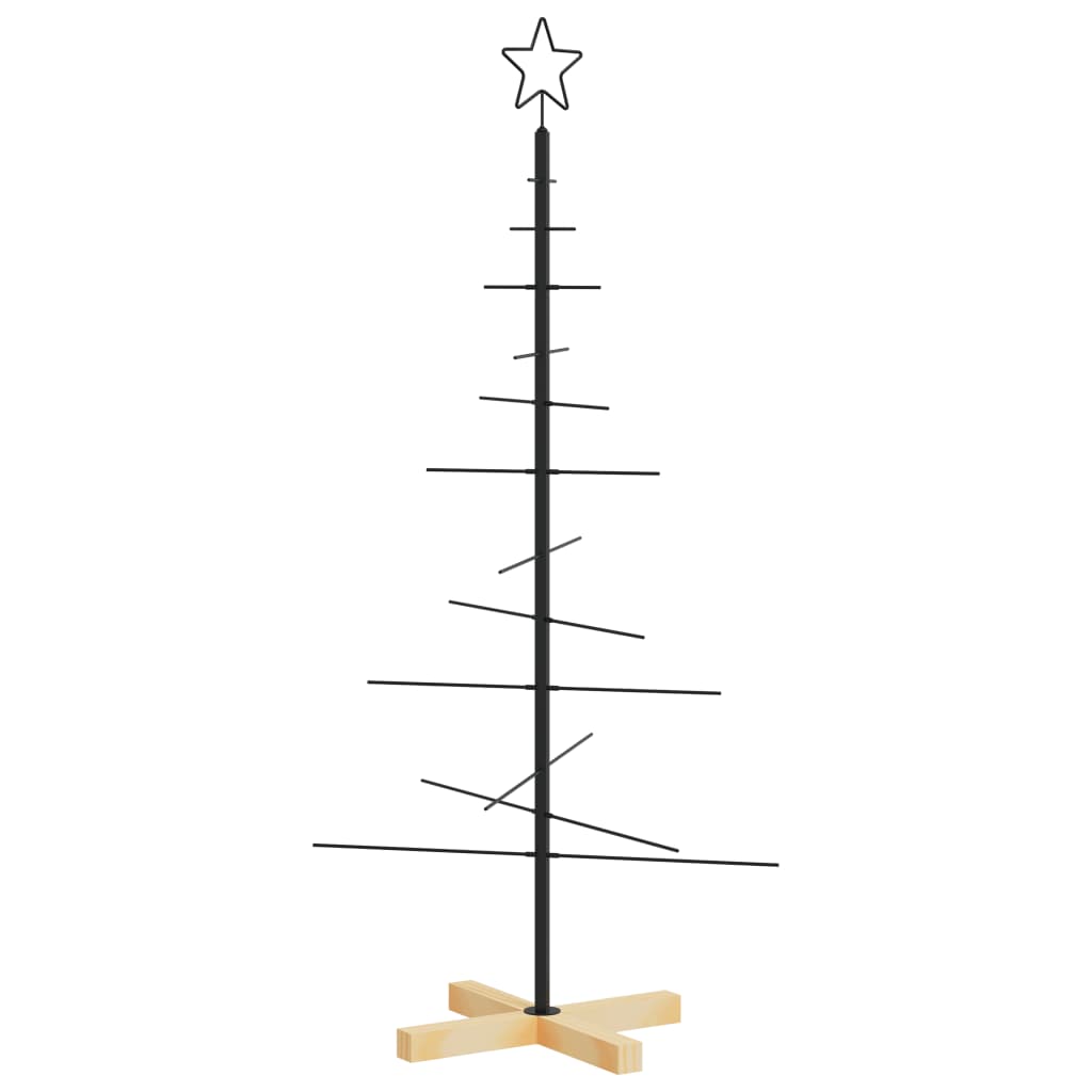 Albero di Natale in Metallo con Base in Legno Nero 120 cm