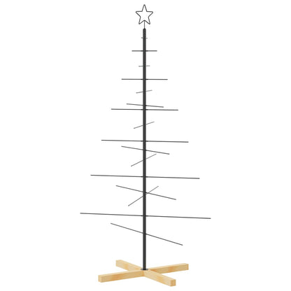 Albero di Natale in Metallo con Base in Legno Nero 150 cm