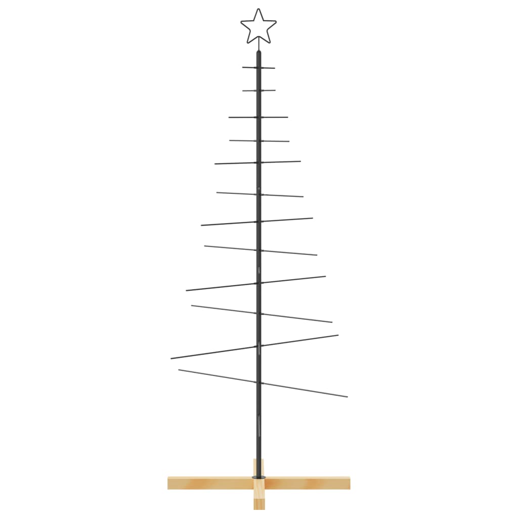 Albero di Natale in Metallo con Base in Legno Nero 150 cm