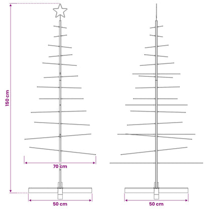Albero di Natale in Metallo con Base in Legno Nero 150 cm