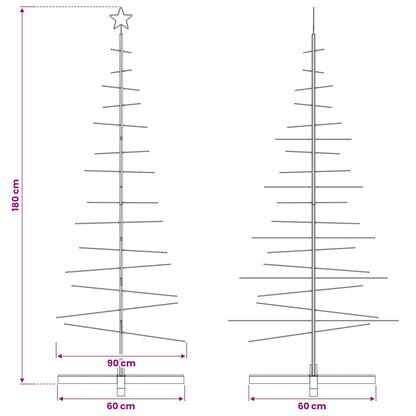 Albero di Natale in Metallo con Base in Legno Nero 180 cm