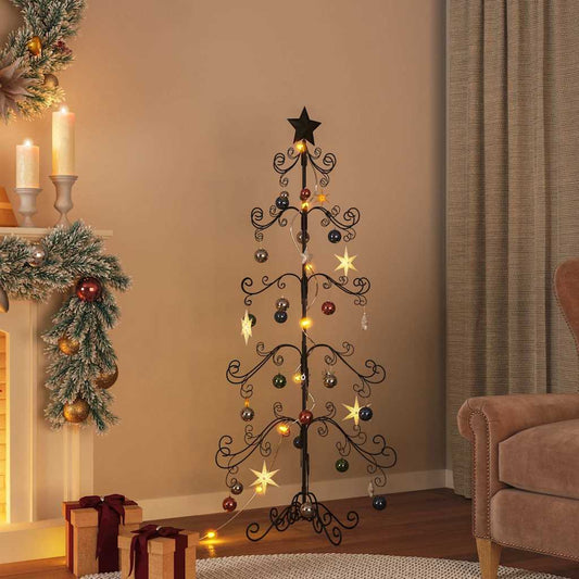 Albero di Natale Decorativo in Metallo Nero 150 cm