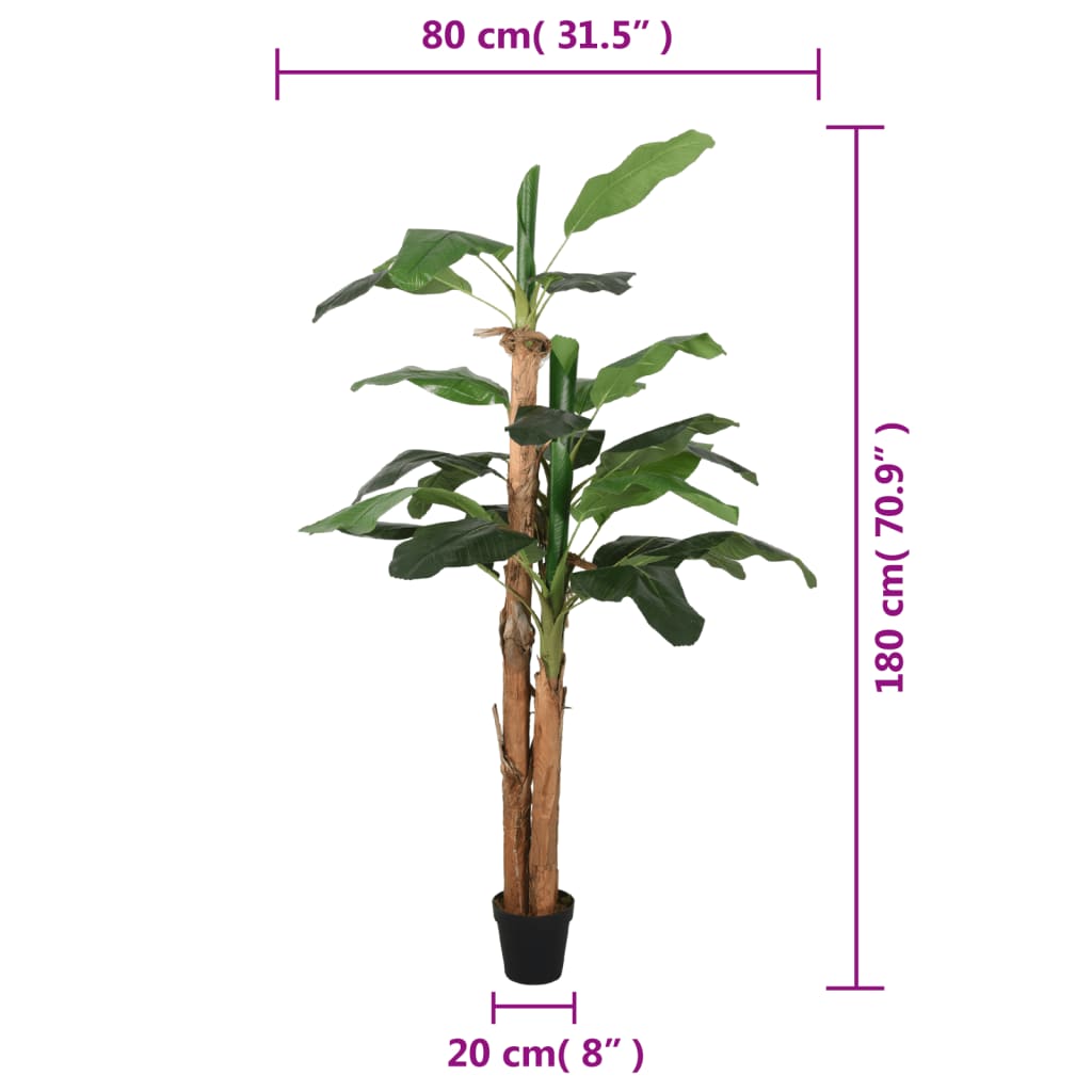 Albero di Banano Artificiale 19 Foglie 180 cm Verde