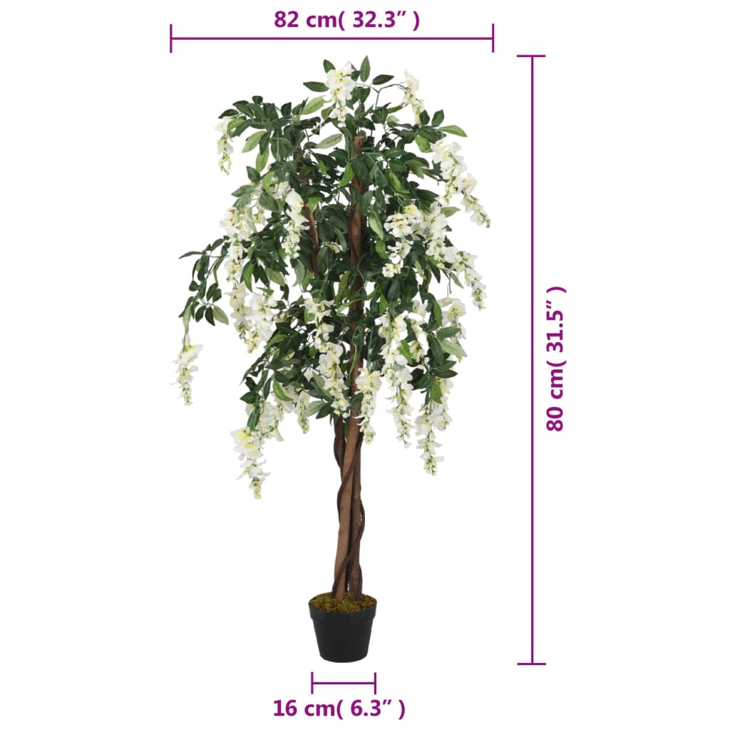 Glicine Artificiale 560 Foglie 80 cm Verde e Bianco | homemem39