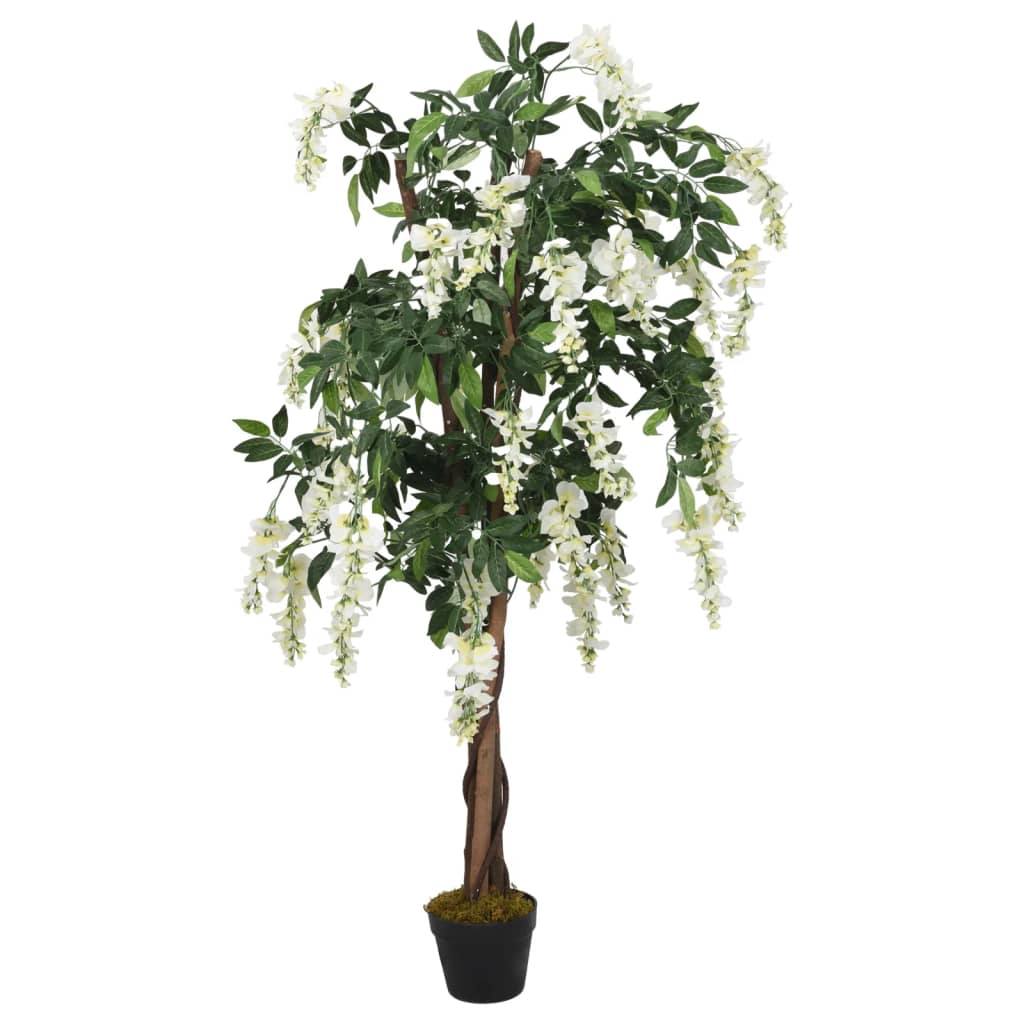 Glicine Artificiale 840 Foglie 120 cm Verde e Bianco | homemem39