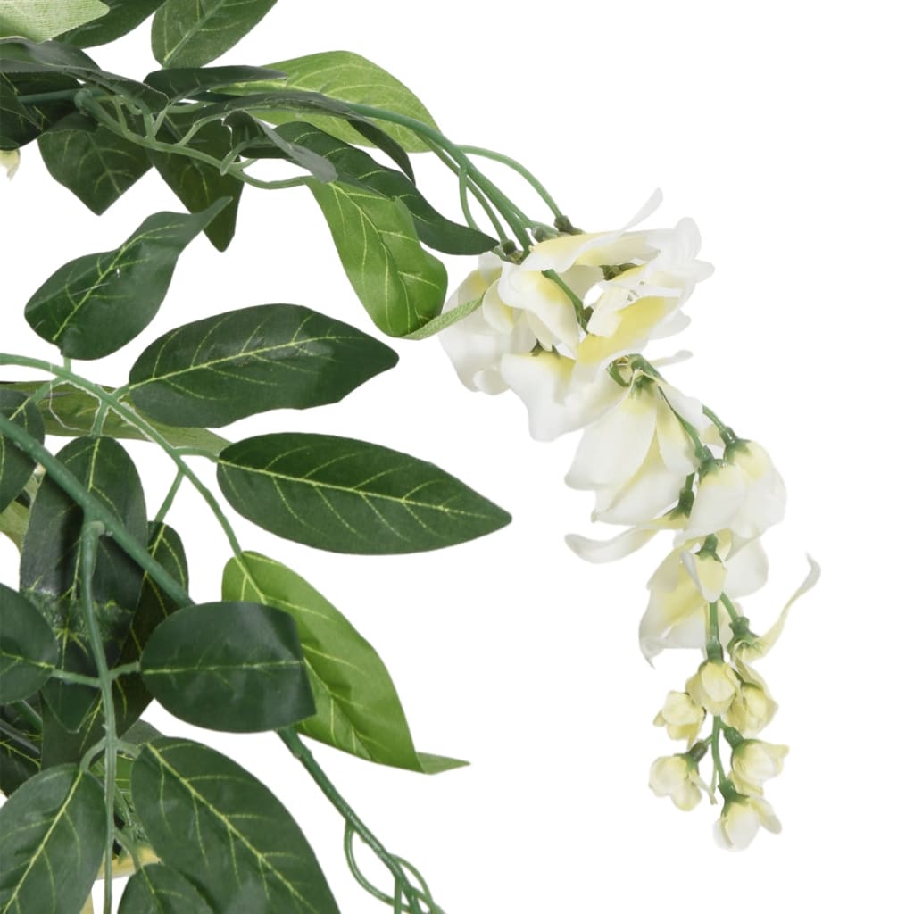 Glicine Artificiale 840 Foglie 120 cm Verde e Bianco | homemem39