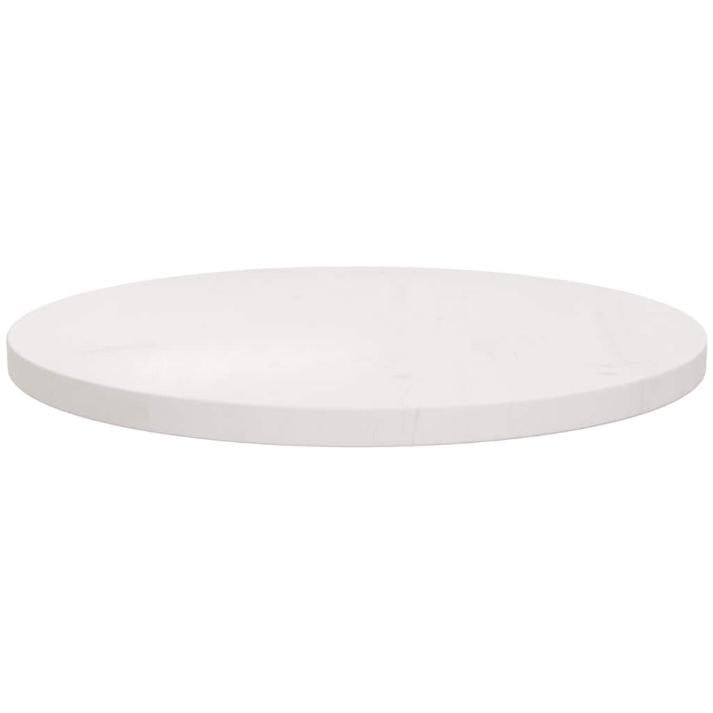 Piano Tavolo Rotondo Bianco Ø50x3 cm in Legno Massello di Pino | homemem39
