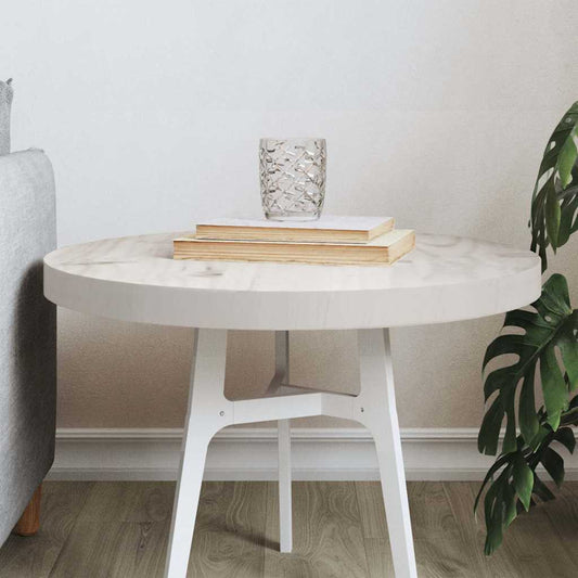 Piano Tavolo Rotondo Bianco Ø50x3 cm in Legno Massello di Pino - homemem39