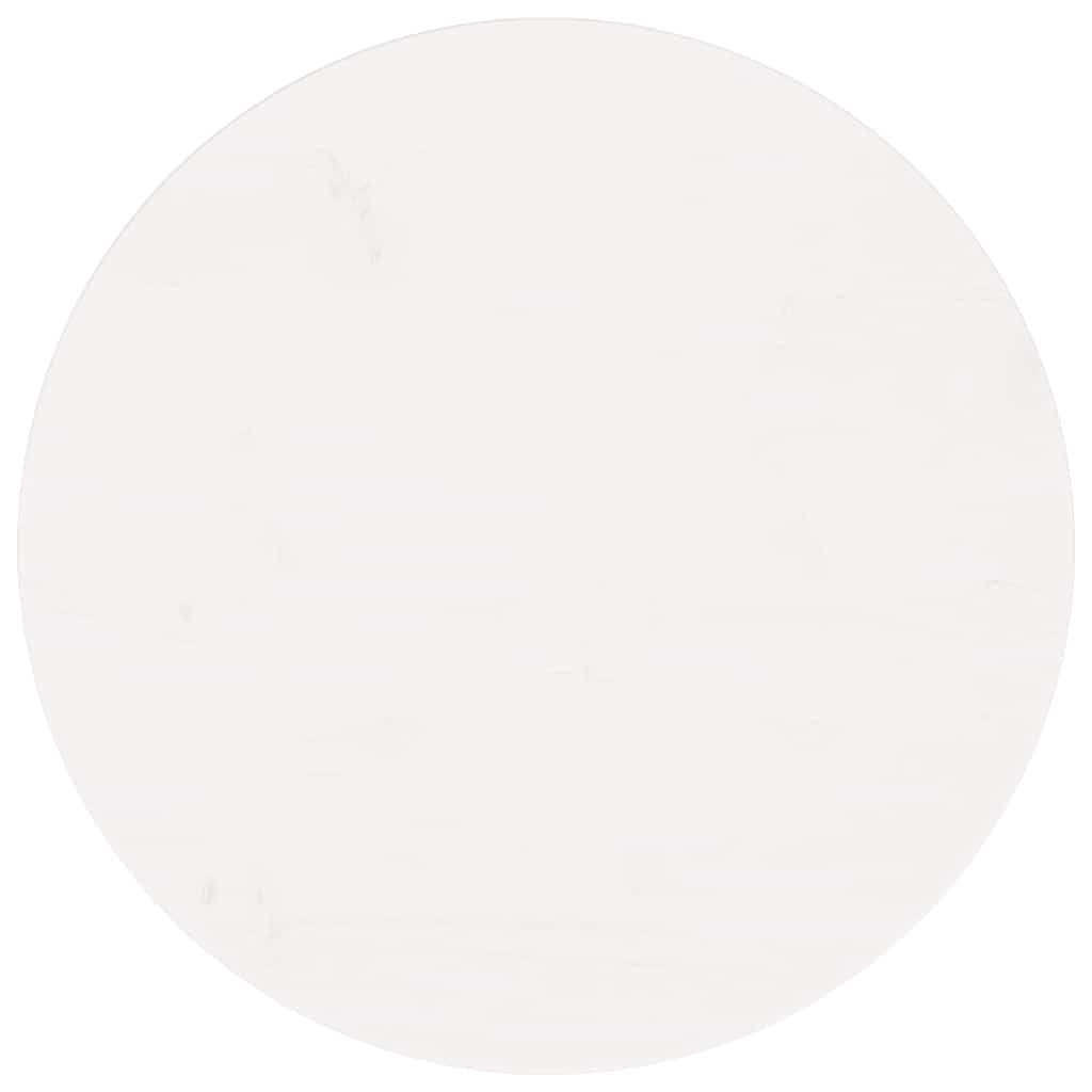 Piano Tavolo Rotondo Bianco Ø60x3 cm in Legno Massello di Pino - homemem39