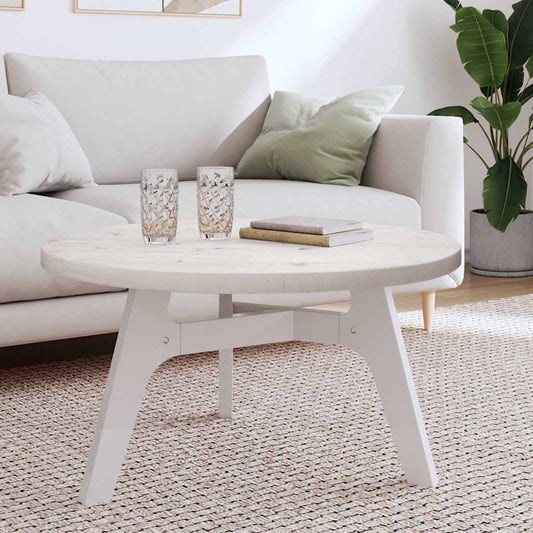 Piano Tavolo Rotondo Bianco Ø80x3 cm in Legno Massello di Pino