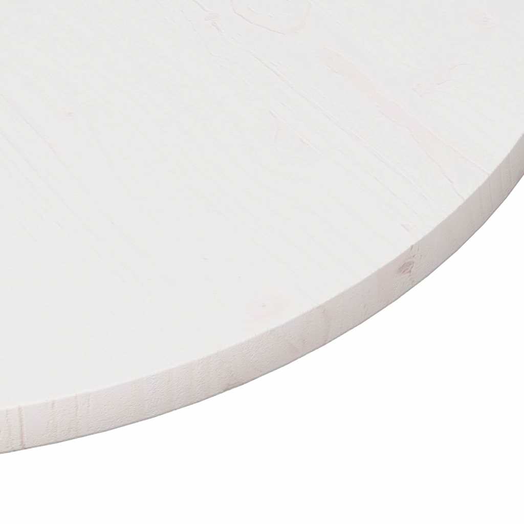 Piano Tavolo Rotondo Bianco Ø90x3 cm in Legno Massello di Pino | homemem39