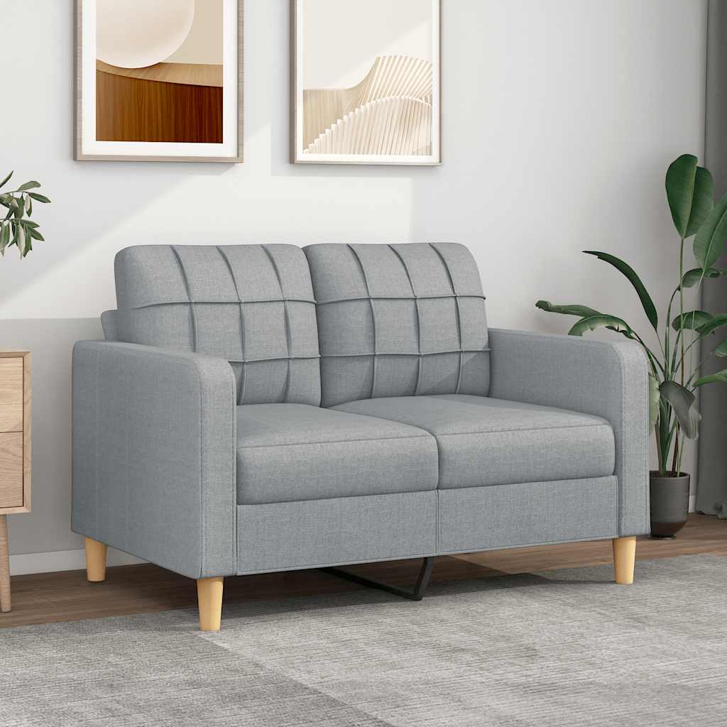 Divano a 2 Posti Grigio Chiaro 120 cm in Tessuto | homemem39