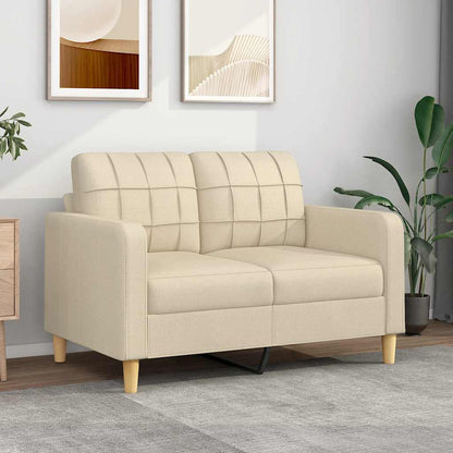 Divano a 2 Posti Crema 120 cm in Tessuto | homemem39