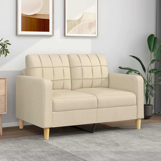 Divano a 2 Posti Crema 120 cm in Tessuto | homemem39