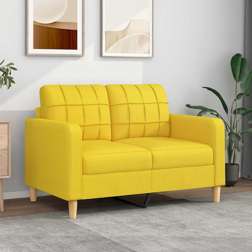 Divano a 2 Posti Giallo Chiaro 120 cm in Tessuto | homemem39