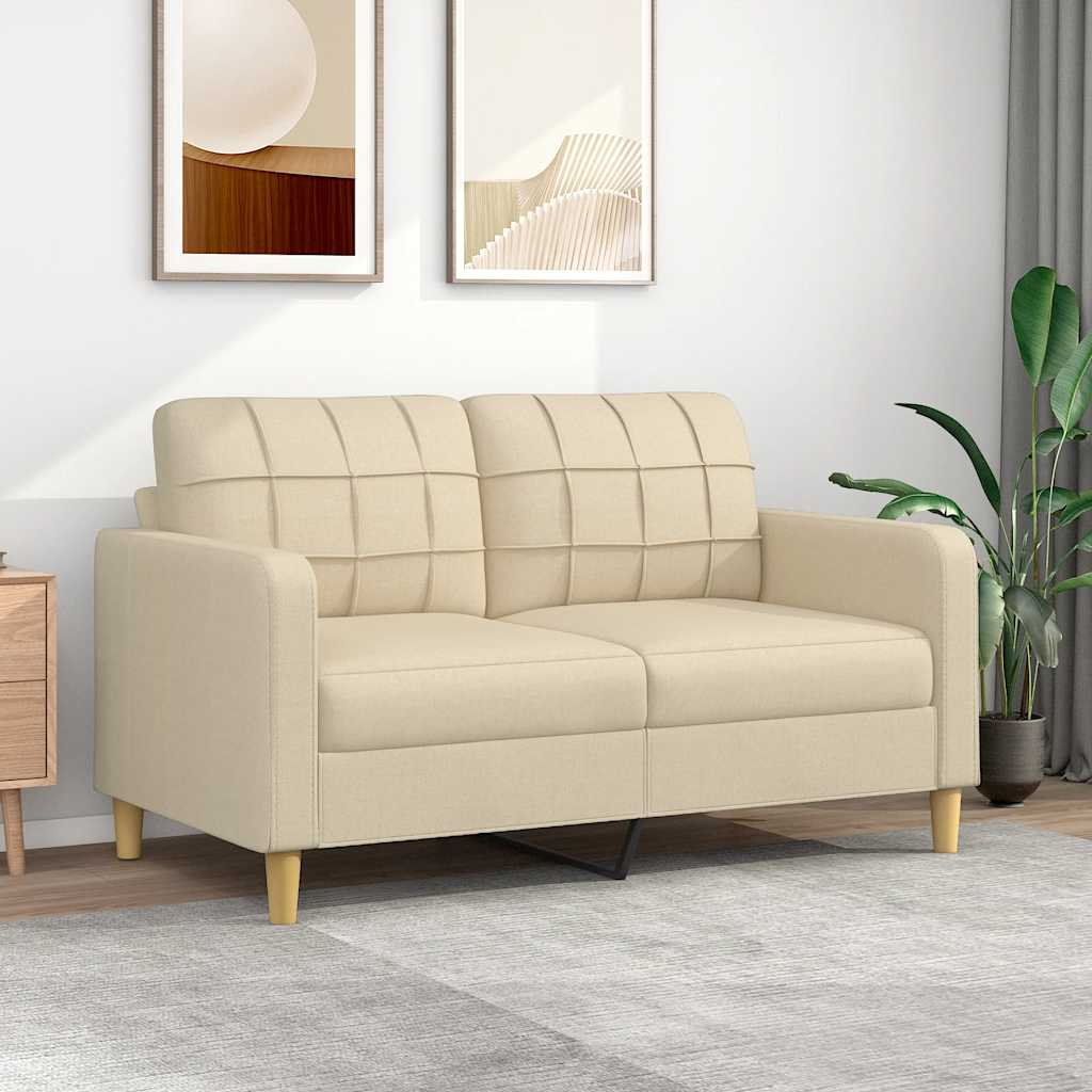 Divano a 2 Posti Crema 140 cm in Tessuto | homemem39
