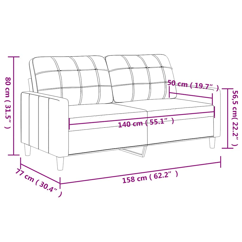 Divano a 2 Posti Marrone 140 cm in Tessuto | homemem39