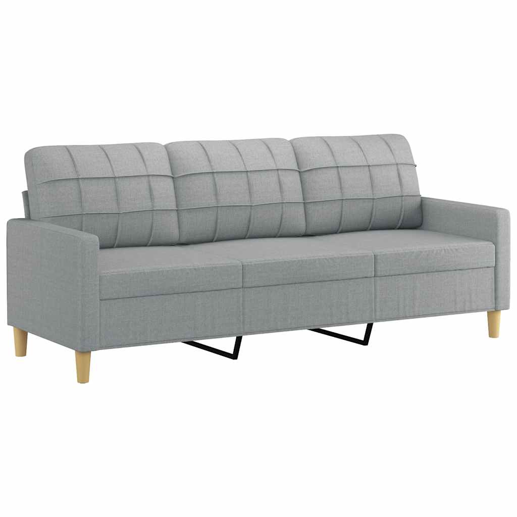 Divano a 3 Posti Grigio Chiaro 180 cm in Tessuto | homemem39