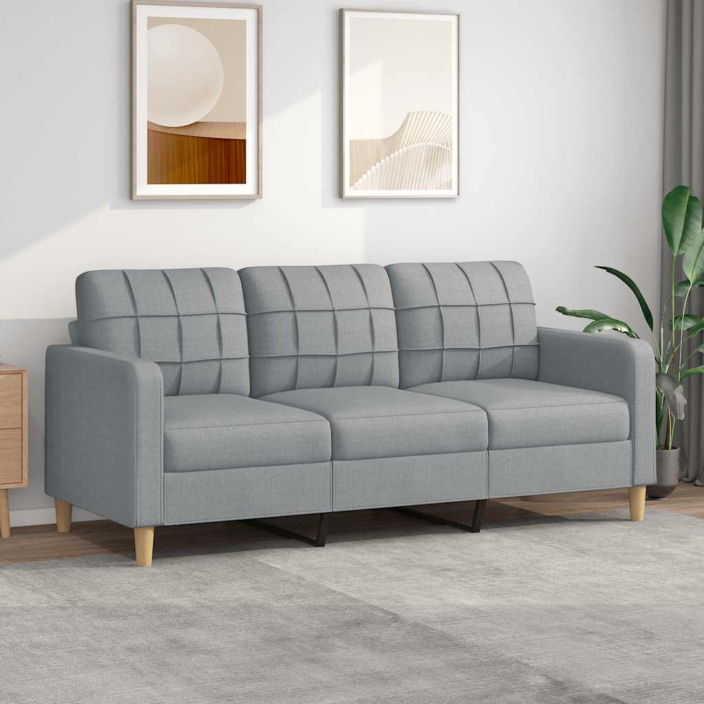 Divano a 3 Posti Grigio Chiaro 180 cm in Tessuto | homemem39