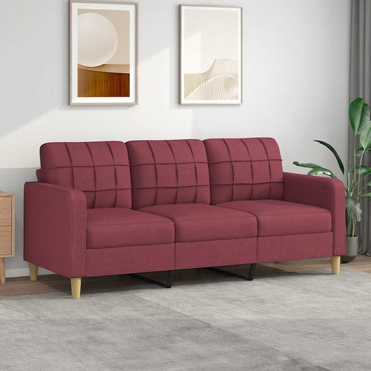 Divano a 3 Posti Rosso Vino 180 cm in Tessuto - homemem39