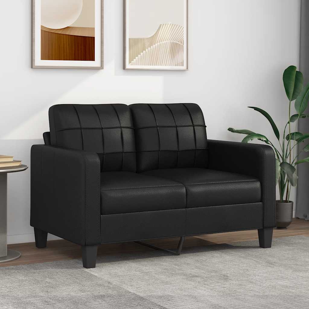 Divano a 2 Posti Nero 120 cm in Similpelle | homemem39