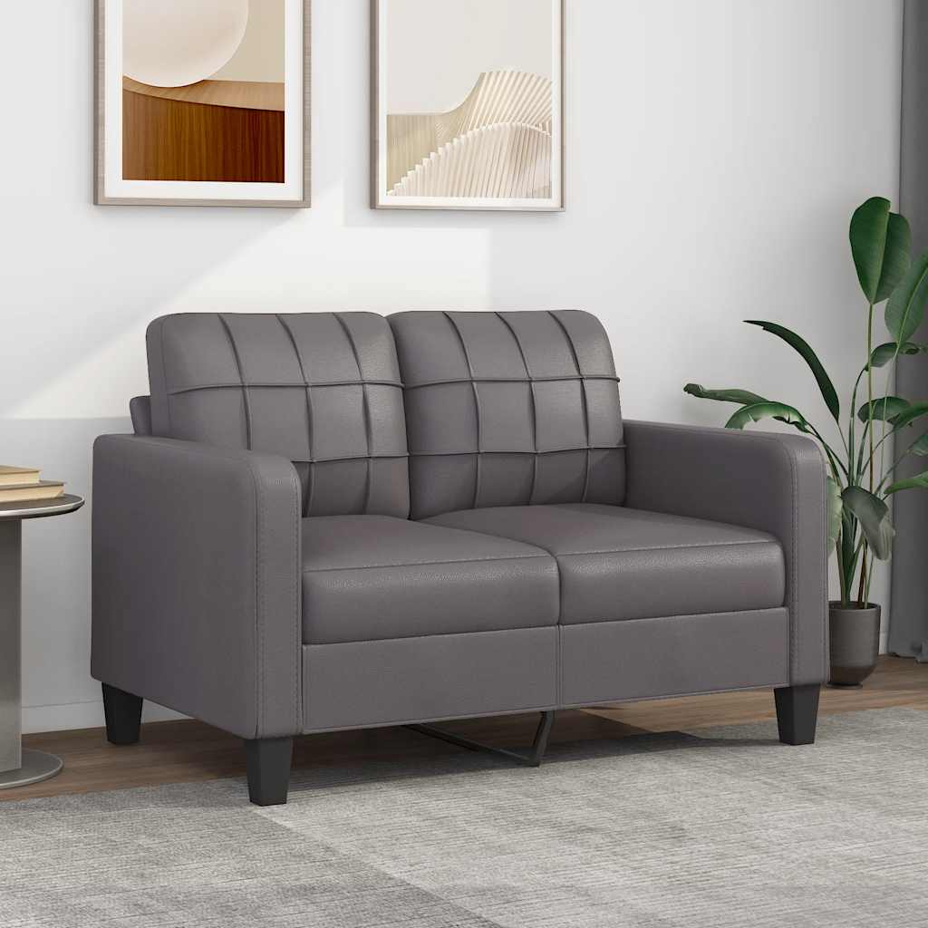 Divano a 2 Posti Grigio 120 cm in Similpelle | homemem39