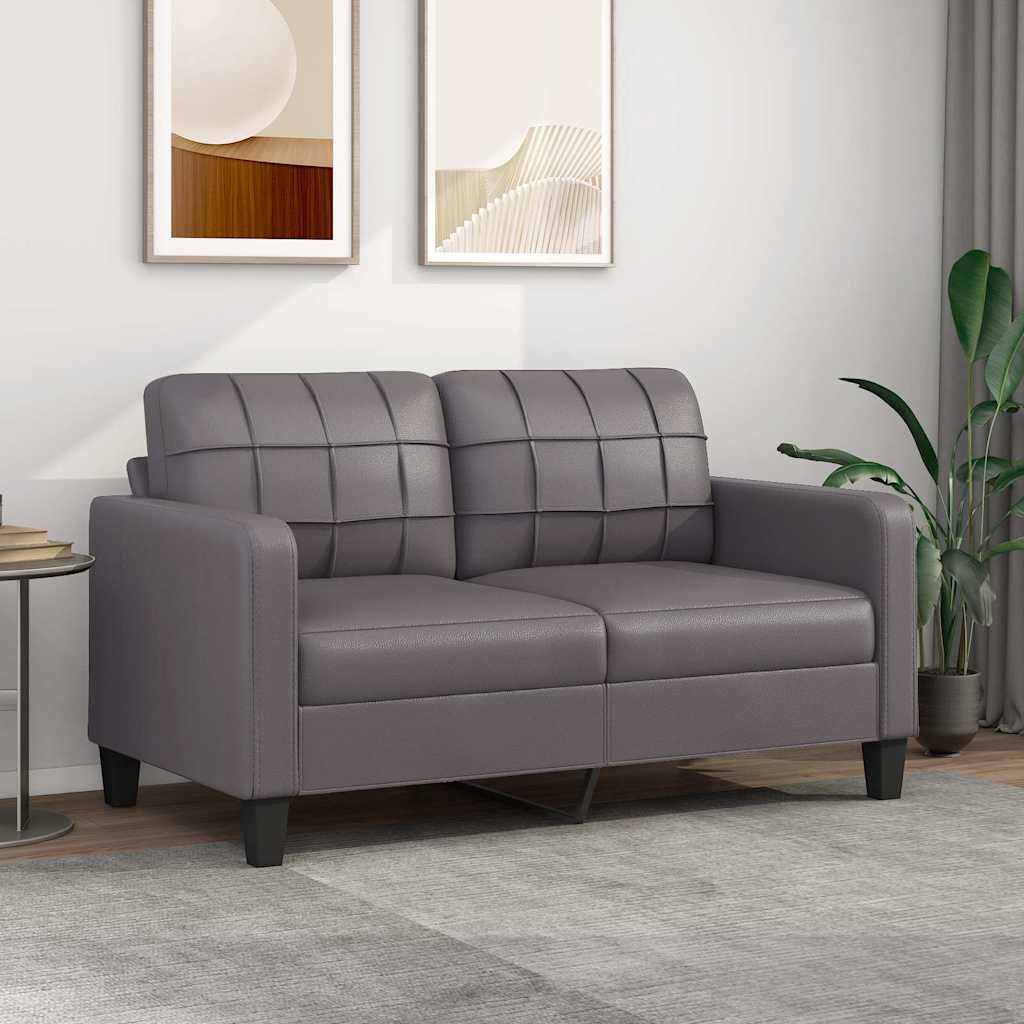 Divano a 2 Posti Grigio 140 cm in Similpelle - homemem39