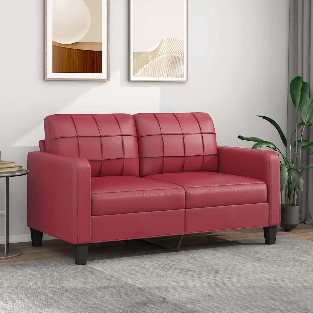 Divano a 2 Posti Rosso Vino 140 cm