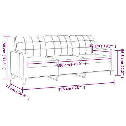 Divano a 3 Posti Crema 180 cm in Similpelle - homemem39