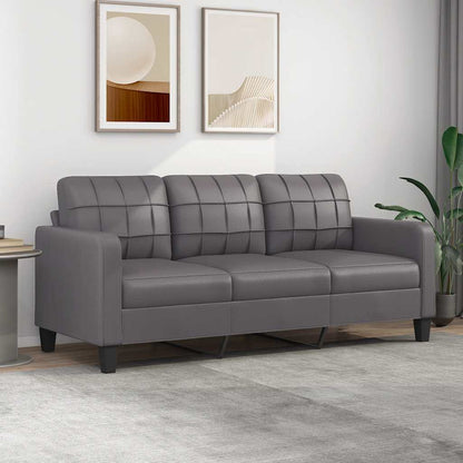 Divano a 3 Posti Grigio 180 cm in Similpelle | homemem39