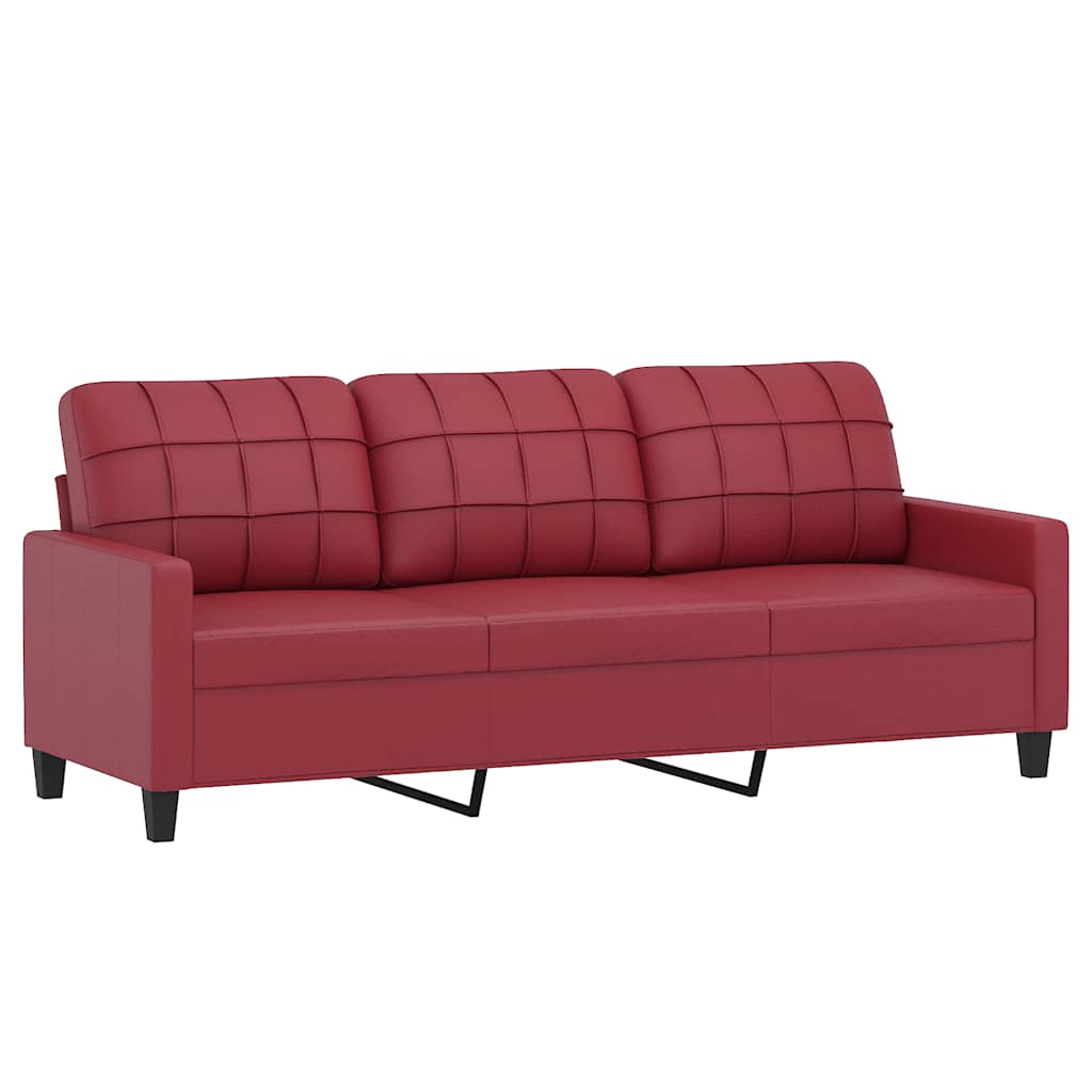 Divano a 3 Posti Rosso Vino 180 cm in Similpelle | homemem39