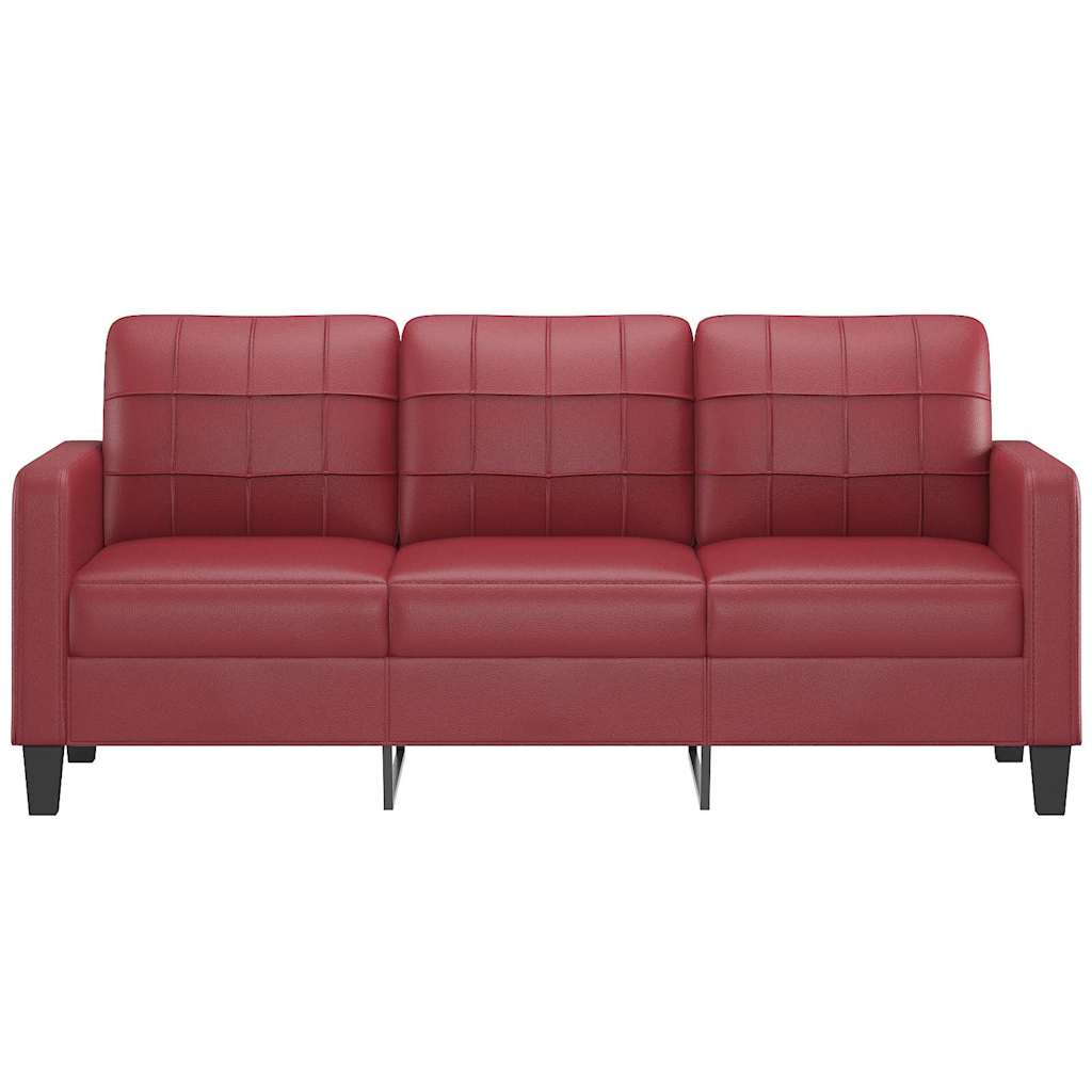 Divano a 3 Posti Rosso Vino 180 cm in Similpelle | homemem39