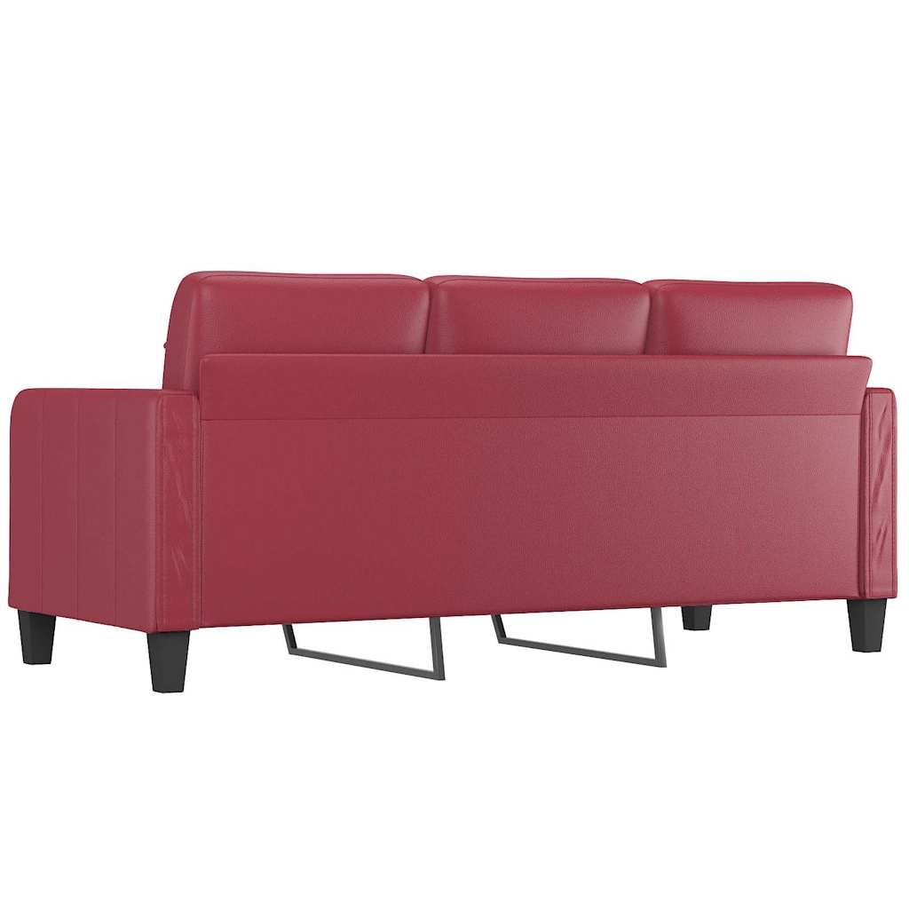 Divano a 3 Posti Rosso Vino 180 cm in Similpelle | homemem39