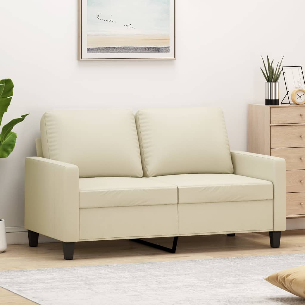 Divano a 2 Posti Crema 120 cm in Similpelle | homemem39