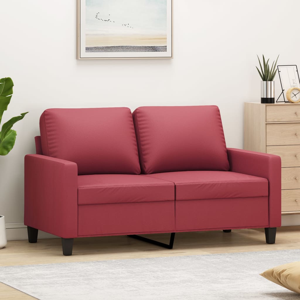 Divano a 2 Posti Rosso Vino 120 cm in Similpelle | homemem39