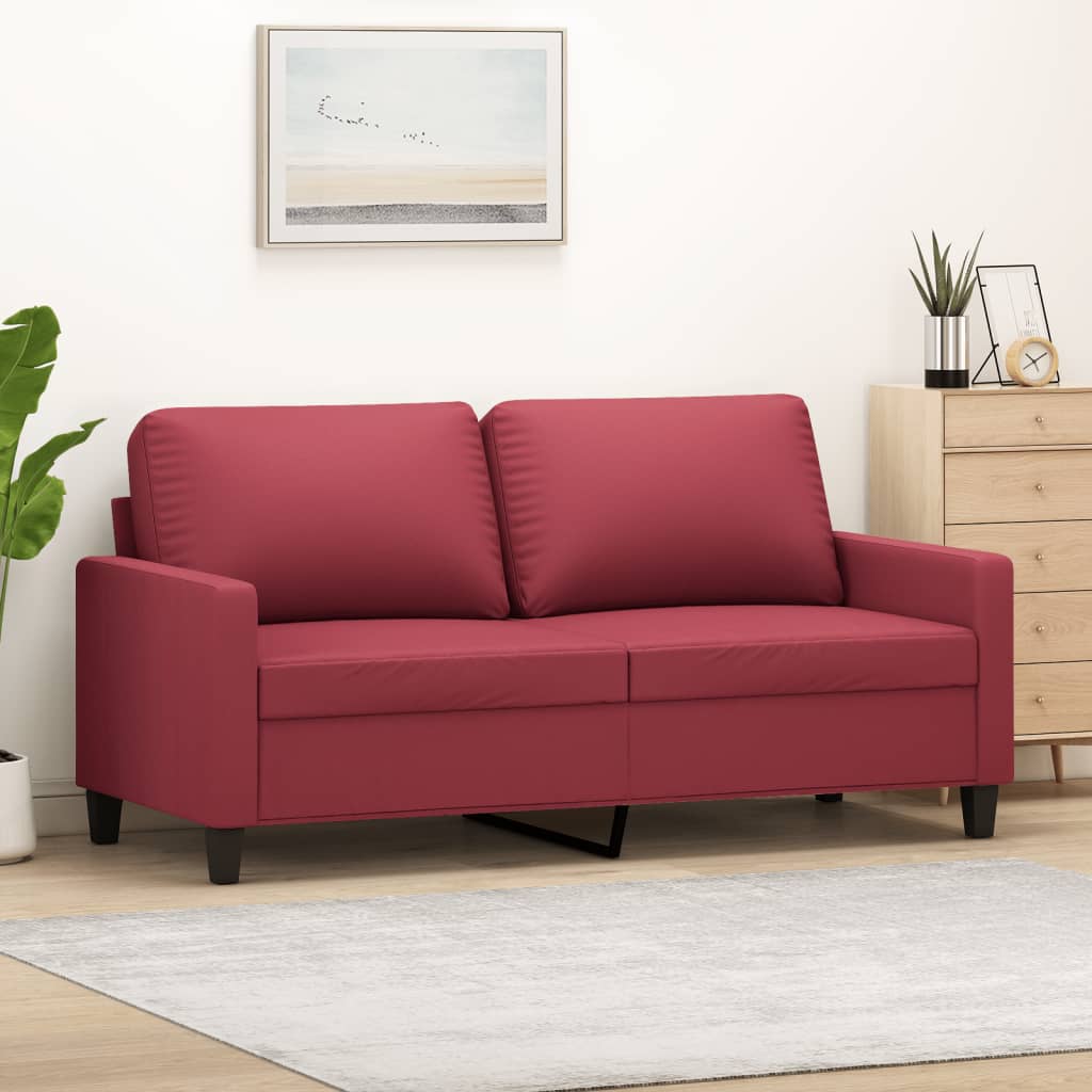 Divano a 2 Posti Rosso Vino 140 cm in Similpelle | homemem39