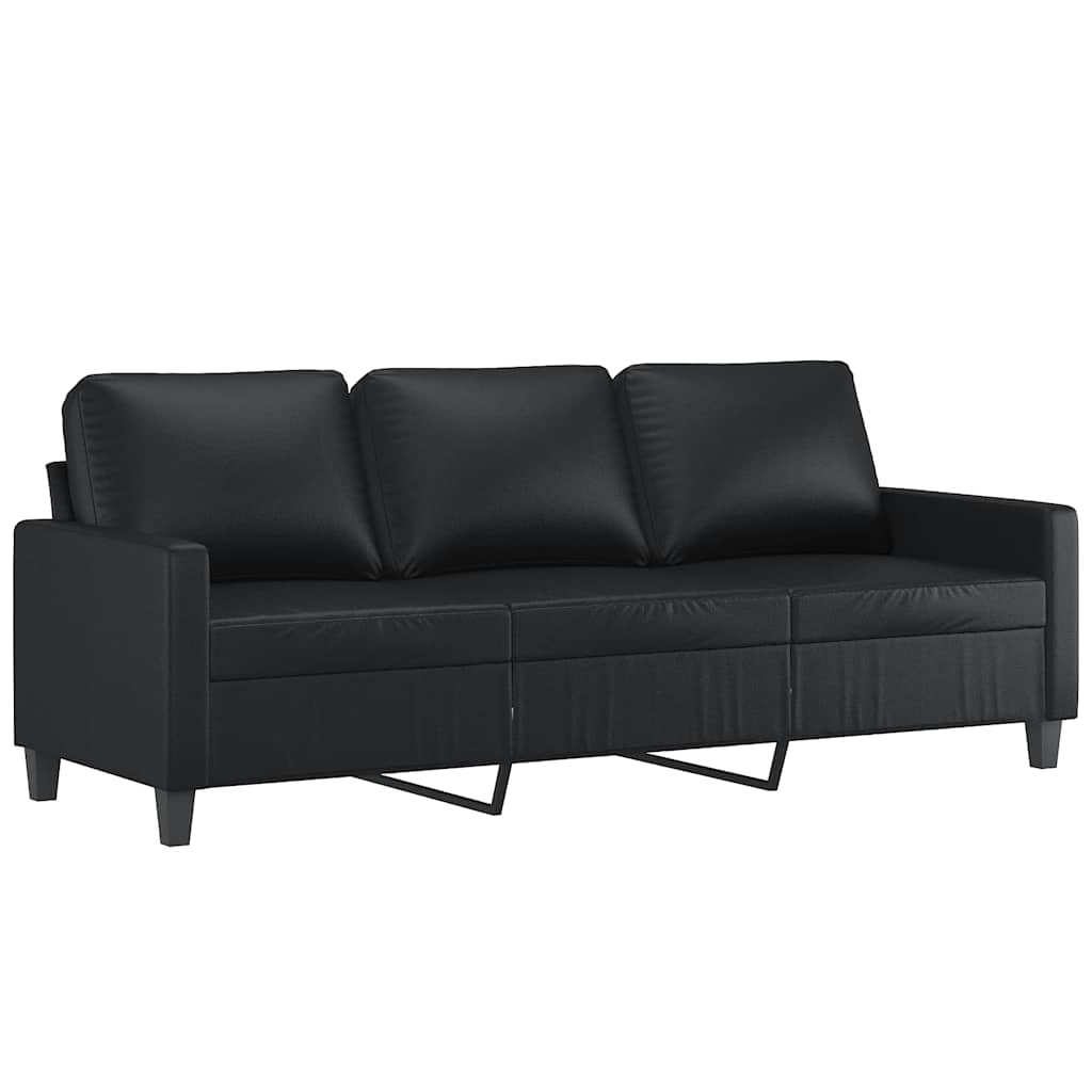 Divano a 3 Posti Nero 180 cm in Similpelle | homemem39
