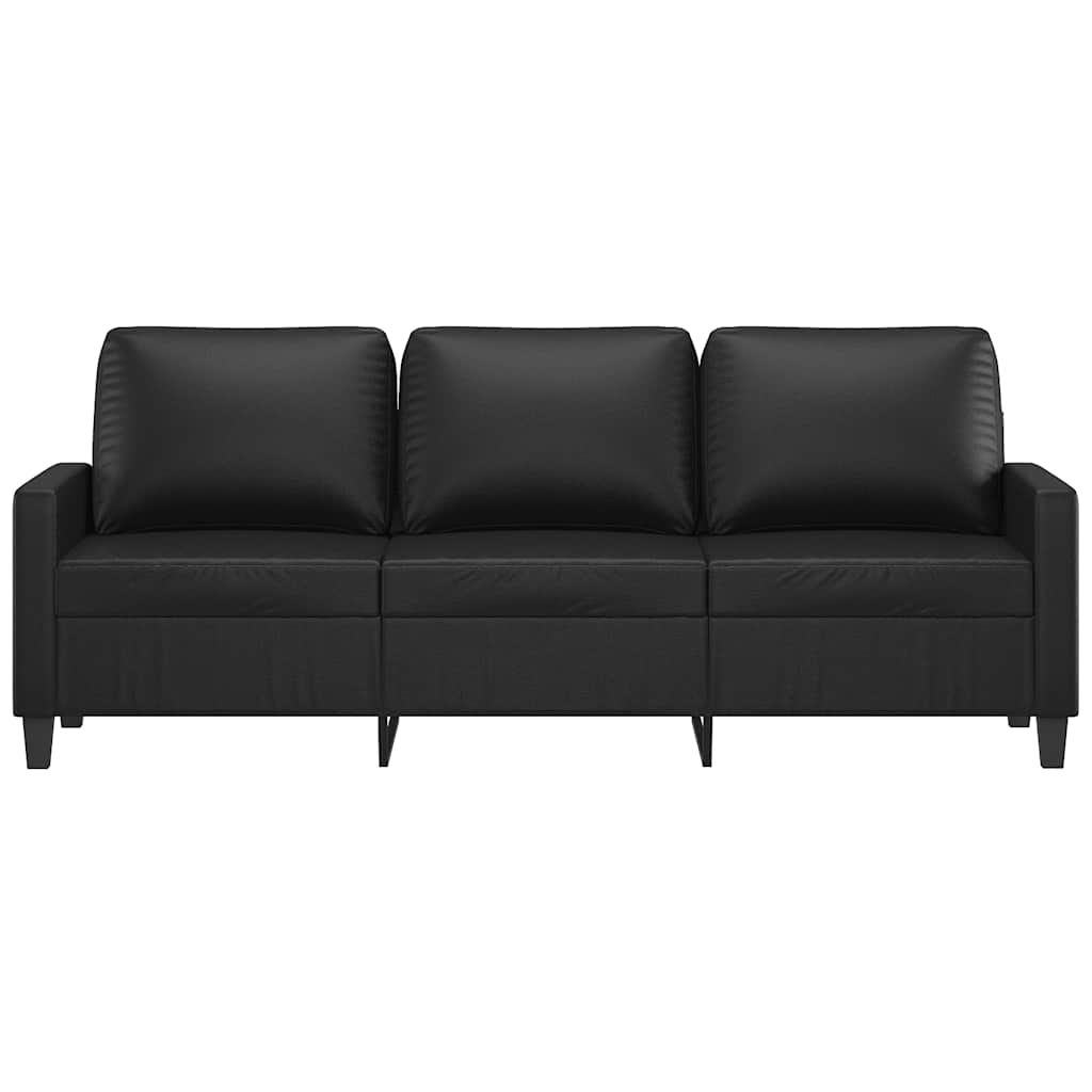 Divano a 3 Posti Nero 180 cm in Similpelle | homemem39