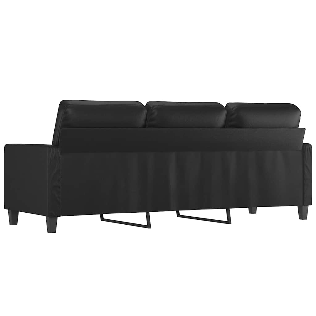 Divano a 3 Posti Nero 180 cm in Similpelle | homemem39