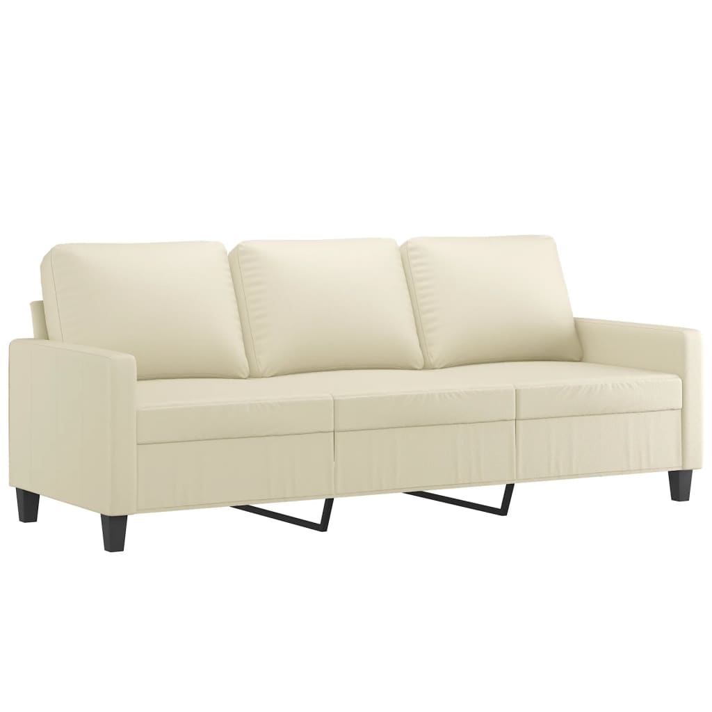Divano a 3 Posti Crema 180 cm in Similpelle | homemem39