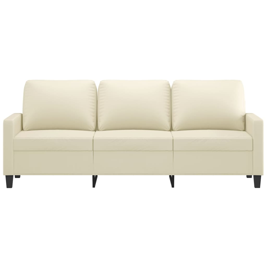 Divano a 3 Posti Crema 180 cm in Similpelle | homemem39