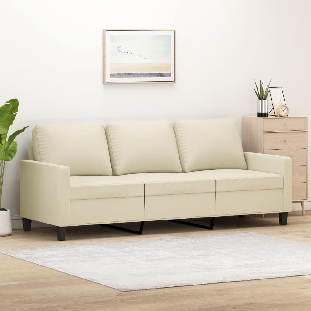Divano a 3 Posti Crema 180 cm in Similpelle | homemem39