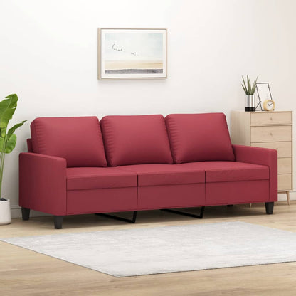 Divano a 3 Posti Rosso Vino 180 cm in Similpelle | homemem39