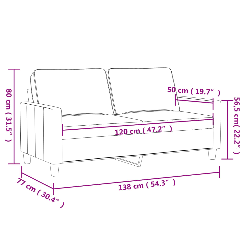 Divano a 2 Posti Grigio Chiaro 120 cm in Tessuto - homemem39