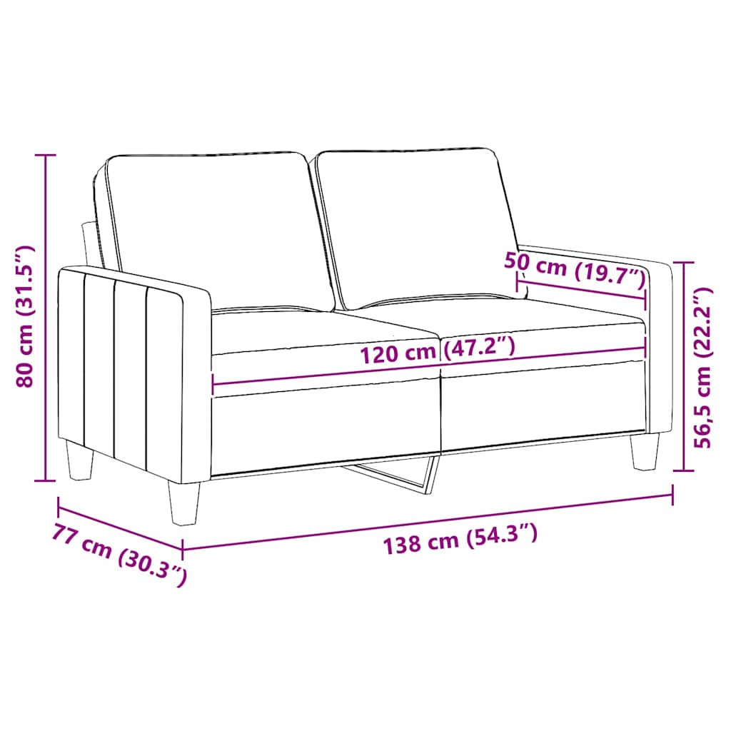 Divano a 2 Posti Marrone 120 cm in Tessuto | homemem39