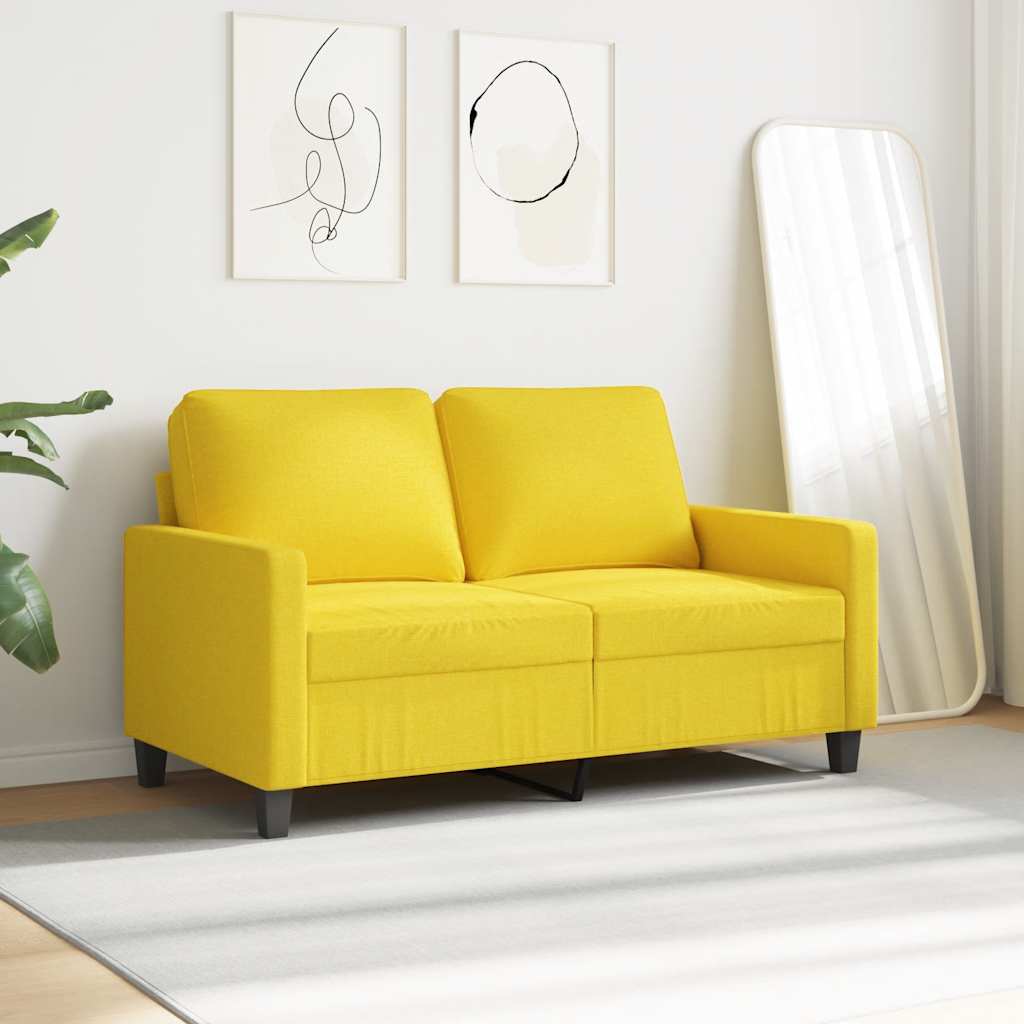 Divano a 2 Posti Giallo Chiaro 120 cm in Tessuto | homemem39