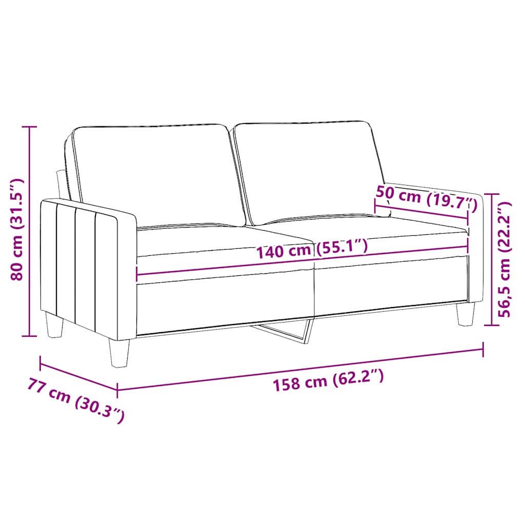 Divano a 2 Posti Crema 140 cm in Tessuto | homemem39